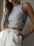 'Ulani' Cutout Round Neck Tank Top - Celes Fashion